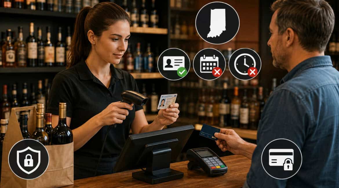 Indiana alcohol ID scanning and secure card payment at checkout