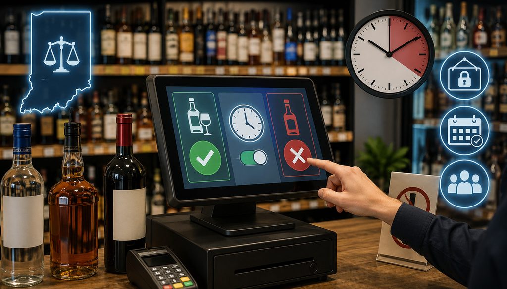 Indiana Sunday alcohol sales POS time controls illustration